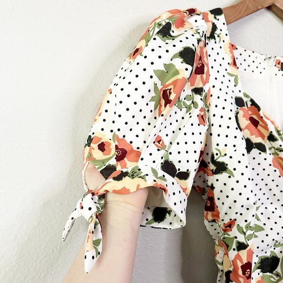 Lavish Alice Floral Polka Dot Puff‎ Sleeve Mini Dress - Size 12 - Picture 6 of 14